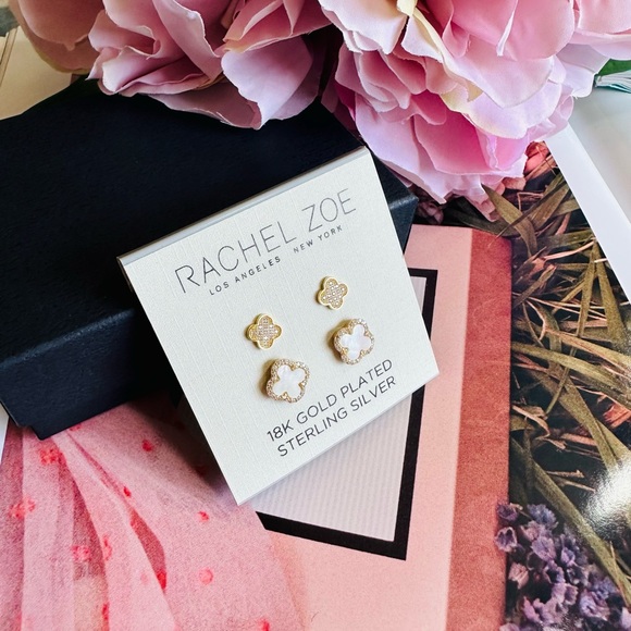 Rachel Zoe Set of Two✌️ Clover🍀 Earrings - Picture 2 of 8
